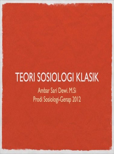 Teori sosiologi klasik pdf